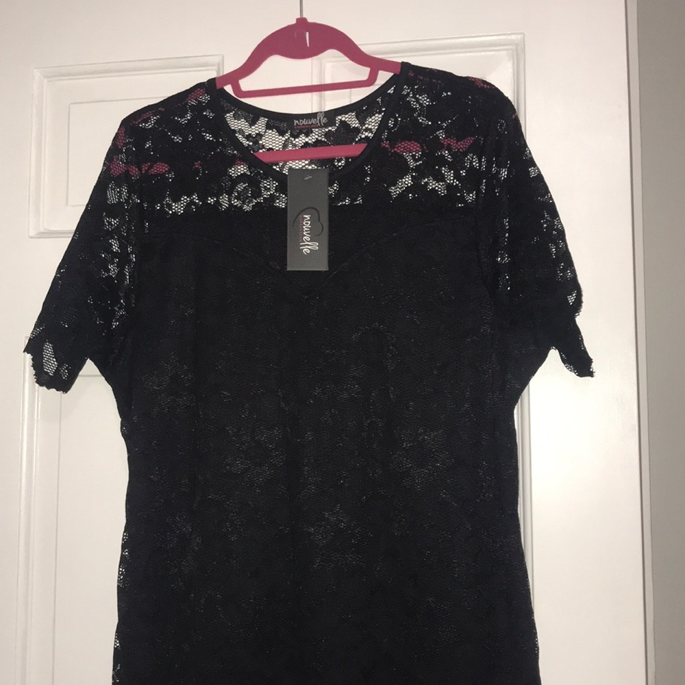 Black lined lace dress